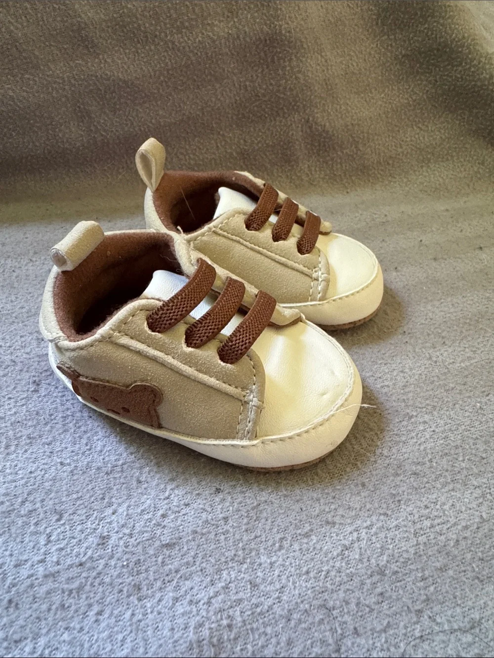 Newborn Neutral Beige & Brown Casual Sneakers